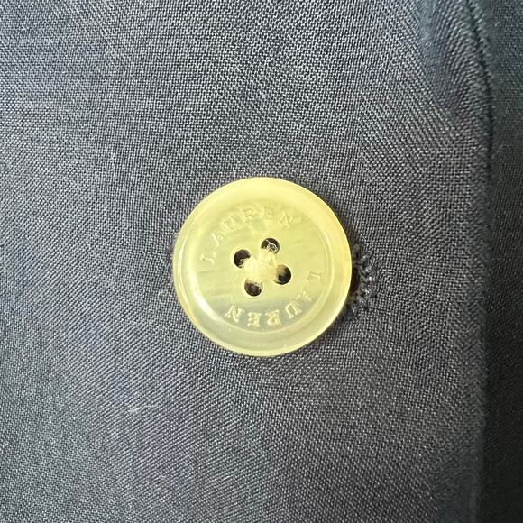 Lauren Ralph Lauren Navy Cotton Silk Blazer Size 4 Classic One Button Silk blend - Picture 11 of 14